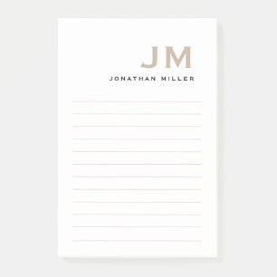 Monogram, modern Minimal Lined Post-it Klebezettel