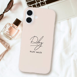 Monogram Modern Minimal Stylish Script Signature iPhone 16 Plus Hülle