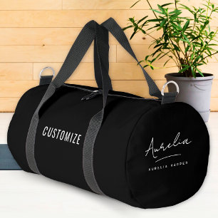 Monogram Modern Minimalistisch Black Script Custom Duffle Bag