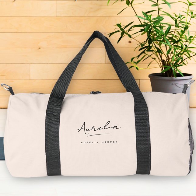 Monogram Modern Minimalistisch Blush Pink Chic Scr Duffle Bag (Von Creator hochgeladen)