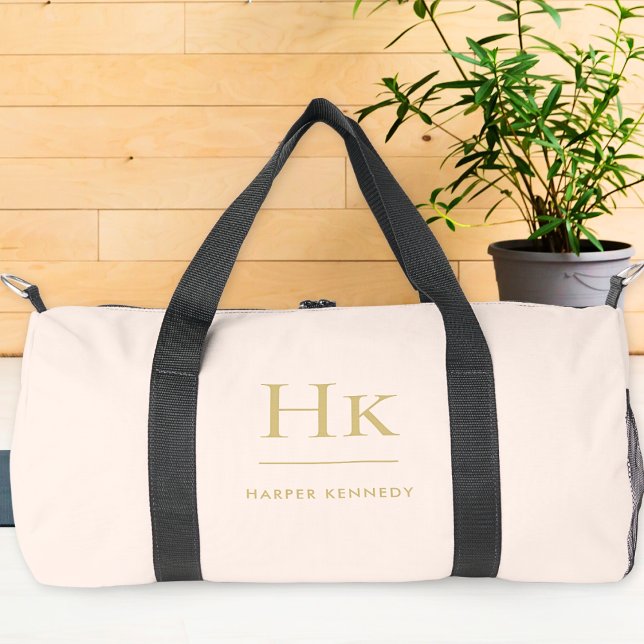 Monogram Modern Minimalistisch Blush Pink Mit Mono Duffle Bag (Von Creator hochgeladen)