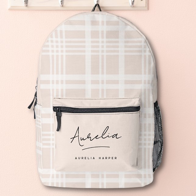 Monogram Modern Minimalistisch Blush Pink Script K Bedruckter Rucksack (Von Creator hochgeladen)