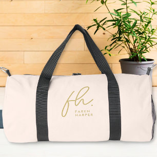 Monogram Modern Minimalistisch Blush Pink Script N Duffle Bag