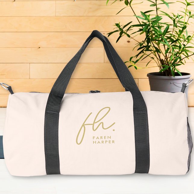 Monogram Modern Minimalistisch Blush Pink Script N Duffle Bag (Von Creator hochgeladen)