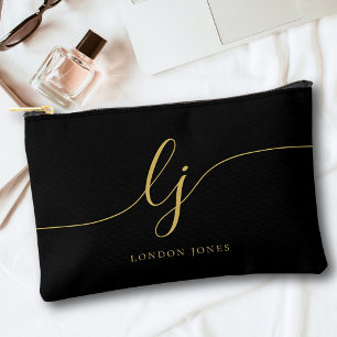 Monogram Modern Minimalistisch Calligraphy Black G Zubehörtasche