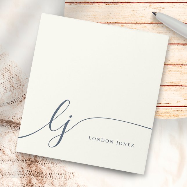Monogram, Modern Minimalistisch Feminine Ivory Nav Notizblock (Von Creator hochgeladen)