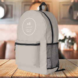 Monogram Modern Minimalistisch Natural Taupe Bedruckter Rucksack