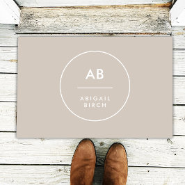 Monogram Modern Minimalistisch Natural Taupe Fußmatte
