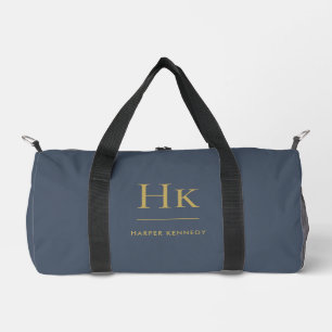 Monogram Modern Minimalistisch Navy Gold Mit Monog Duffle Bag