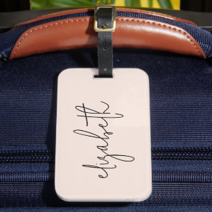 Monogram Modern Minimalistisch Stylish Blush Pink Gepäckanhänger
