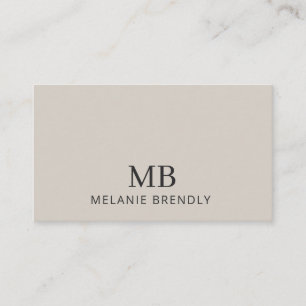 Monogram Modern Minimalistisch Tan Business Card Visitenkarte
