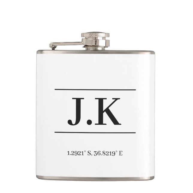 Monogram Modern Minimalistisch Vatertag Keepake Flachmann (Vorderseite)