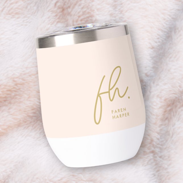 Monogram Modern Minimalistisches Script Blush Pink (Von Creator hochgeladen)