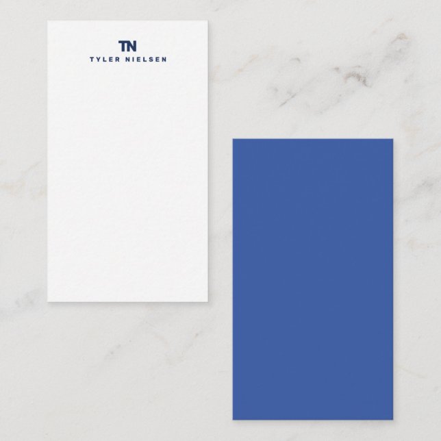 Monogram Modern Navy Blue Typografy Mitteilungskarte (Vorne/Hinten)