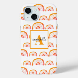 Monogram Modern Orange Watercolor Rainbow Case-Mate iPhone Hülle