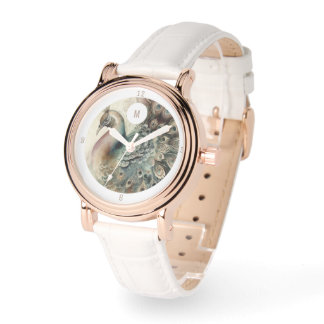 Monogram Modern Peacock | Initial hinzufügen Armbanduhr