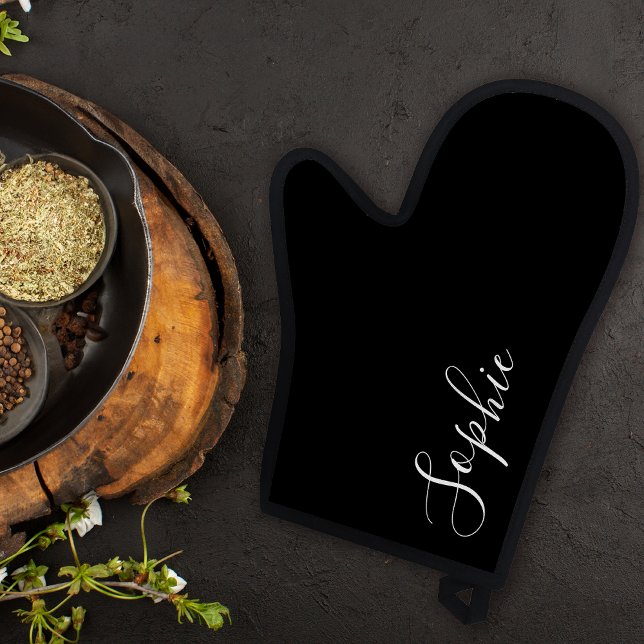 Monogram, modern Personalisiert Name Monogram Blac Ofenhandschuh (Von Creator hochgeladen)