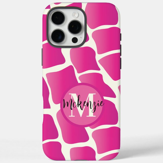 Monogram Modern Pink and Ivory Giraffe Muster Case-Mate iPhone Hülle (Rückseite)