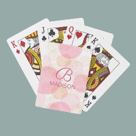 Monogram Modern Pink Girl Glitzer Personalisiert Spielkarten