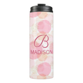 Monogram Modern Pink Girl Glitzer Personalisiert Thermosbecher