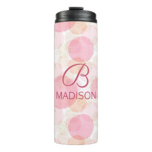 Monogram Modern Pink Girl Glitzer Personalisiert Thermosbecher