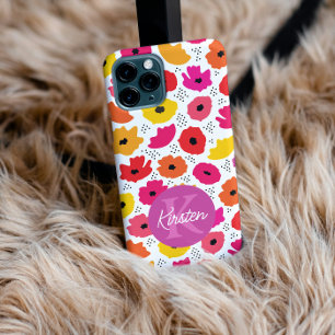 Monogram Modern Poppy Floral Muster Name Case-Mate iPhone 14 Pro Hülle