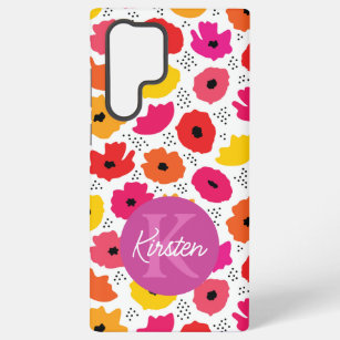 Monogram Modern Poppy Floral Muster Name Samsung Galaxy Hülle