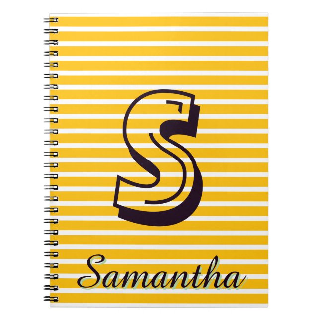 Monogram Modern Preppy Back-To-School Notizbuch Notizblock (Vorderseite)