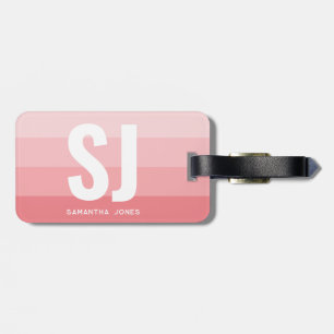 Monogram Modern Rainbow Blush Pink Stripe Initiale Gepäckanhänger
