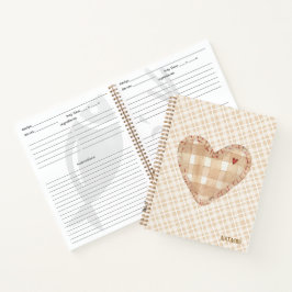 Monogram modern rustic tartan Kitchen Brown Notizbuch