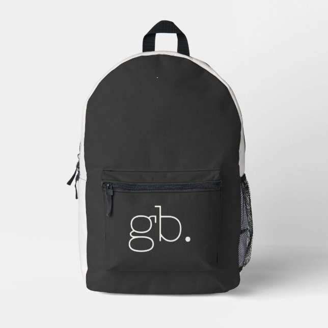 Monogram Modern Schwarz Bedruckter Rucksack (Vorderseite)