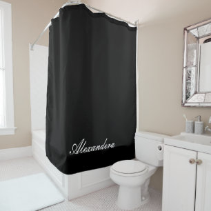 Monogram Modern Schwarz-weiß Gold Elegant Duschvorhang