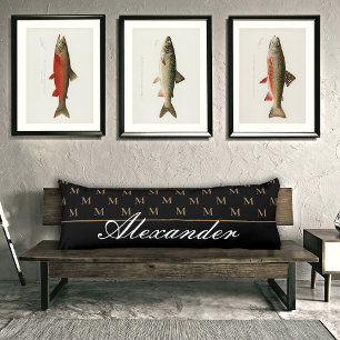 Monogram Modern Schwarz-weiß Gold Elegante Bademat Seitenschläferkissen