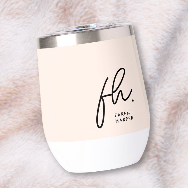 Monogram Modern Script Blush Pink Chic Mit Monogra (Von Creator hochgeladen)