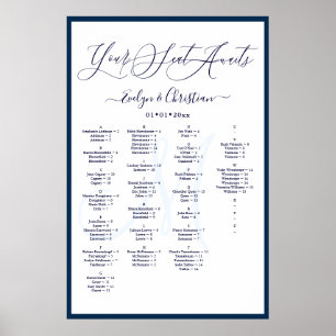 Monogram Modern Script DIY Farb Sitzplan Poster