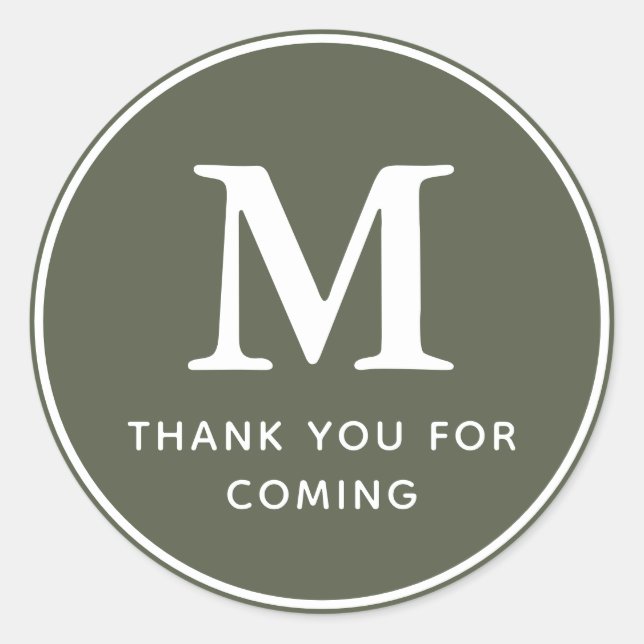 Monogram Modern Simple Chic Danke, dass du gekomme Runder Aufkleber (Vorderseite)