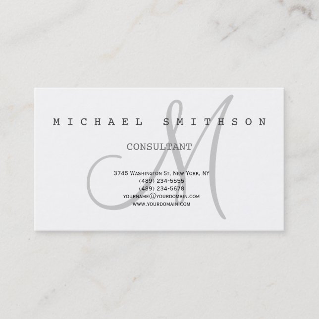 Monogram Modern Simple Consultant Business Card Visitenkarte (Vorderseite)