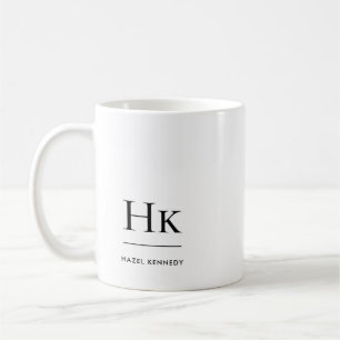 Monogram Modern Simple EleganWhite Mit Monogramm Kaffeetasse