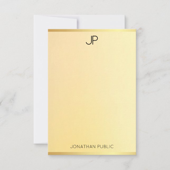 Monogram Modern Simple Gold Look Elegante Vorlage (Vorderseite)