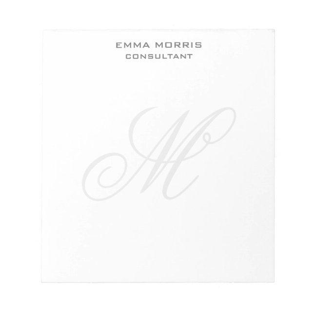 Monogram Modern Simple Minimalist Plain Notizblock (Vorderseite)