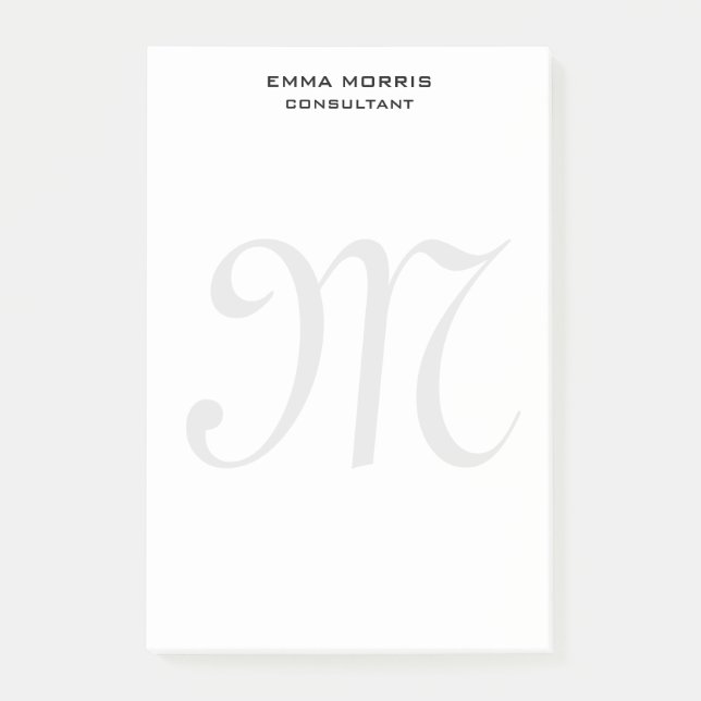 Monogram Modern Simple Minimalist Plain Post-it Klebezettel (Vorderseite)