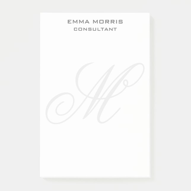 Monogram Modern Simple Minimalist Plain Post-it Klebezettel (Vorderseite)