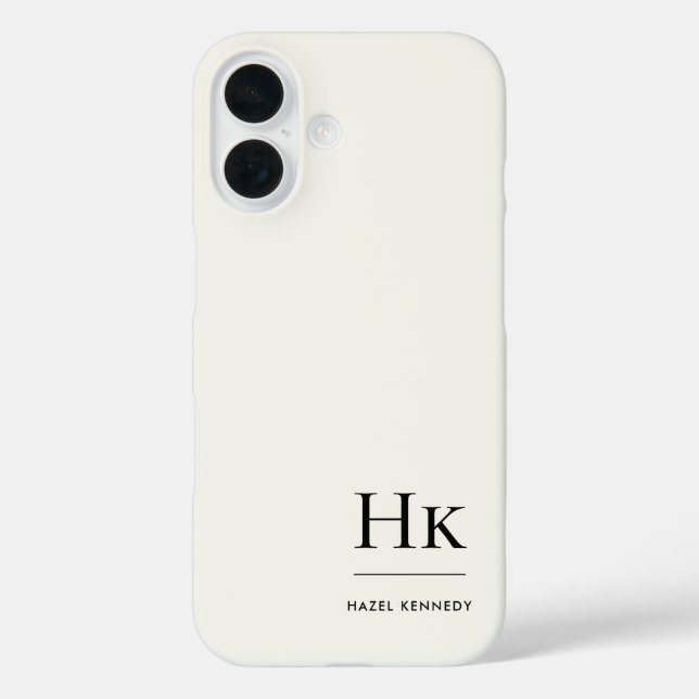 Monogram Modern Simple Monogrammed Ivory White Case-Mate iPhone Hülle (Rückseite)