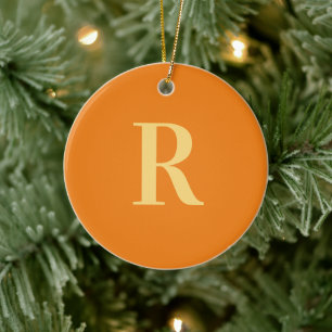 Monogram Modern Simple Orange Keramik Ornament