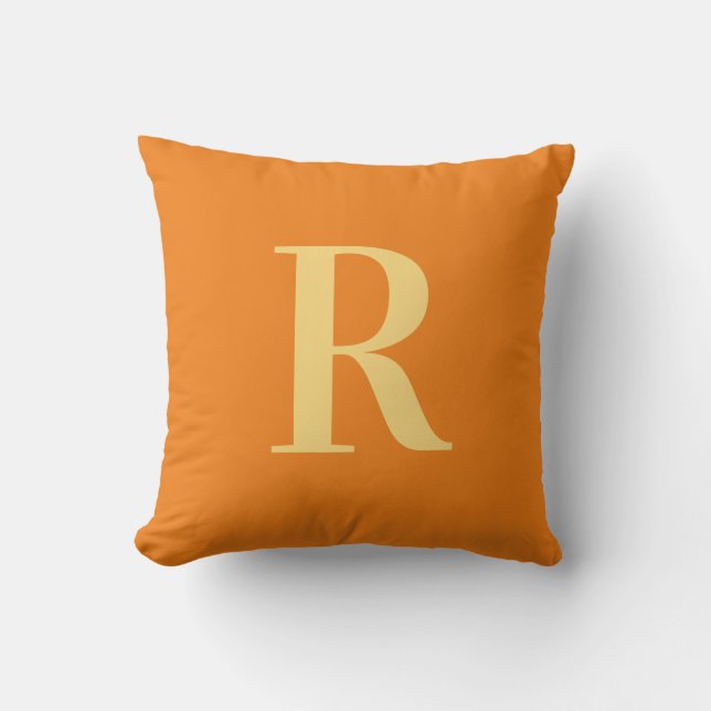 Monogram Modern Simple Orange Kissen (Vorderseite)