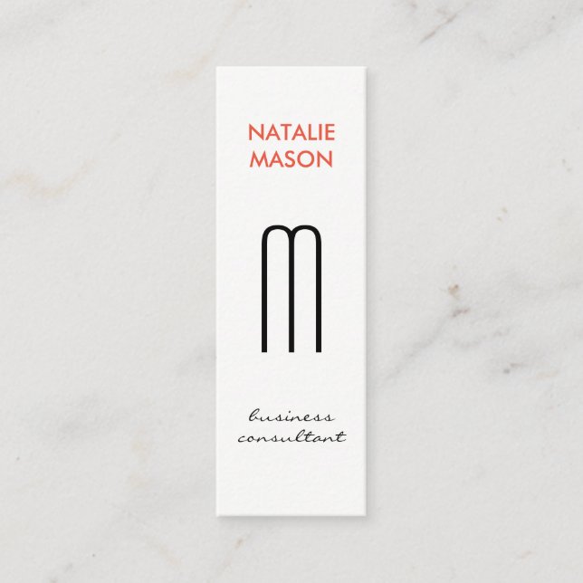 Monogram, Modern Sleek and Slim 2 Mini Visitenkarte (Vorderseite)