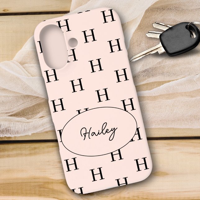 Monogram Modern Stylish Blush Pink Pattern Case-Mate iPhone Hülle (Von Creator hochgeladen)