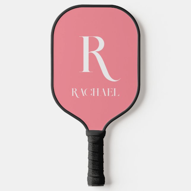Monogram Modern Stylish Pink Pickleball Schläger (Vorderseite)