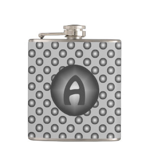 Monogram Modern Stylish Silver Polka Dot Flachmann