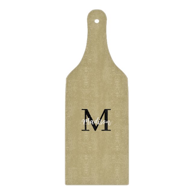 Monogram Modern Tan Black Sand Schneidebrett (Vorderseite)